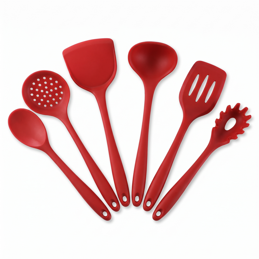 6-Piece Silicone Kitchen Utensil Set – white background
