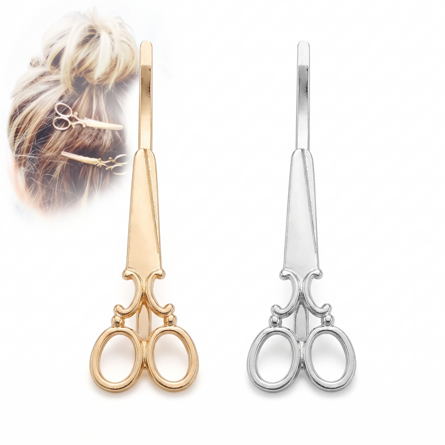 Scissors-Shape Hair Clip Barrette – white background