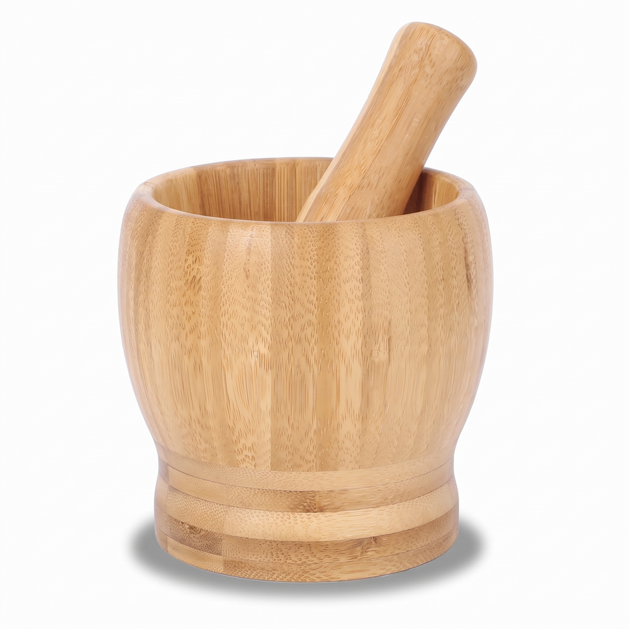 Leeseph Bamboo Mortar and Pestle Set – white background