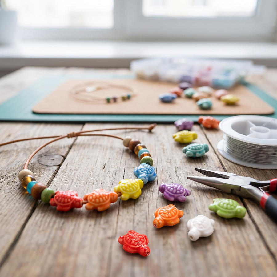 Ceramic Sea Turtle Beads – lifestyle view
