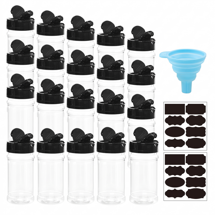 BPA-Free Spice Jar Set with Lids – white background