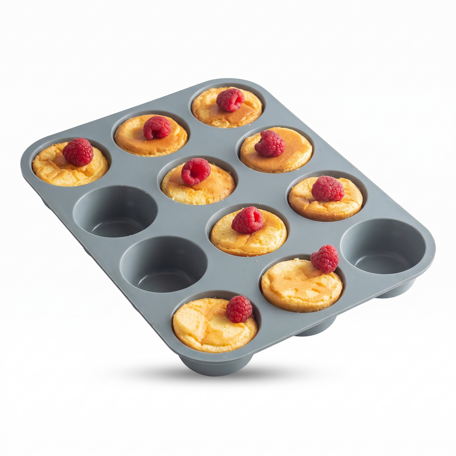 12-Cavity Silicone Sphere Baking Mold – white background