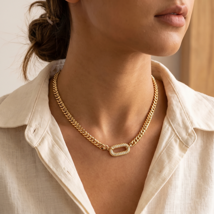 Vintage Cuban Chain Necklace – lifestyle view