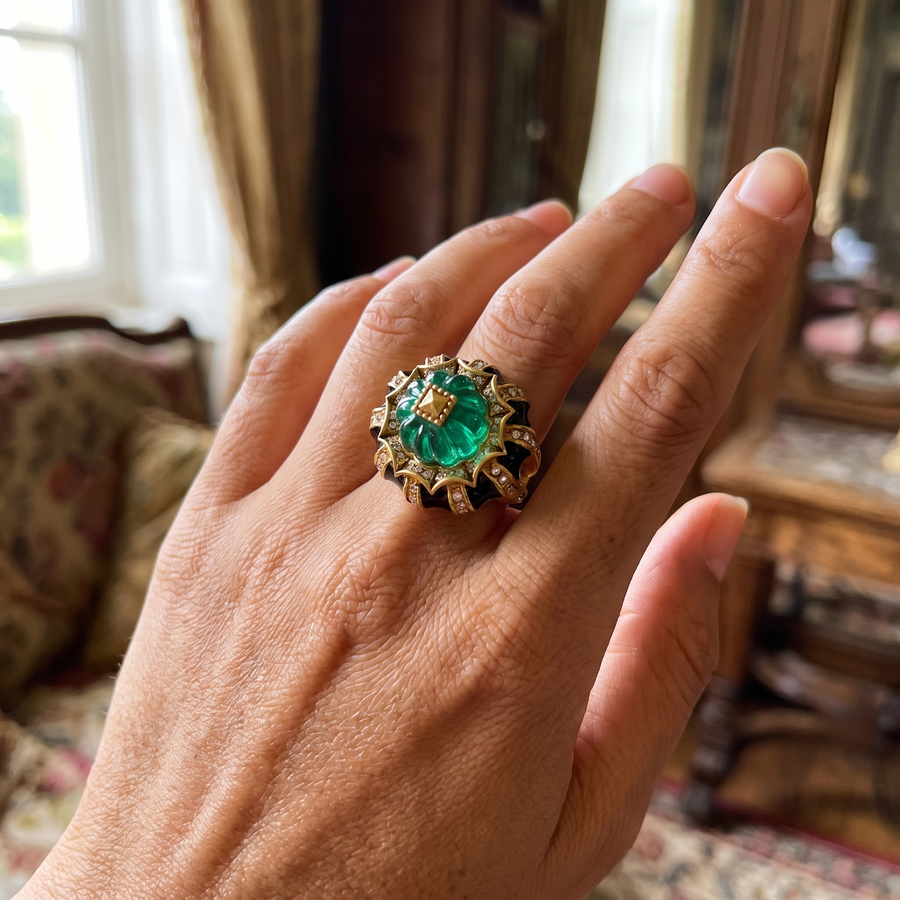 Vintage Pumpkin Resin Cocktail Ring – lifestyle view