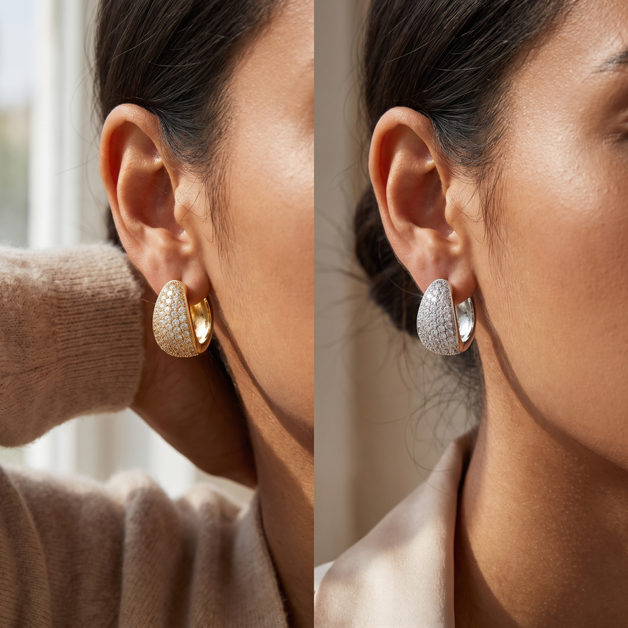 Cubic Zirconia Hoop Earrings – lifestyle view