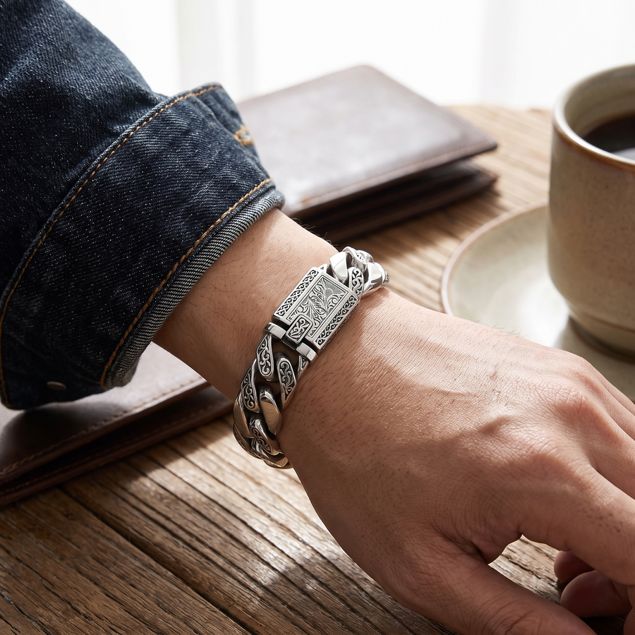 Stainless Steel Punk Chain Bracelet – lifestyle view