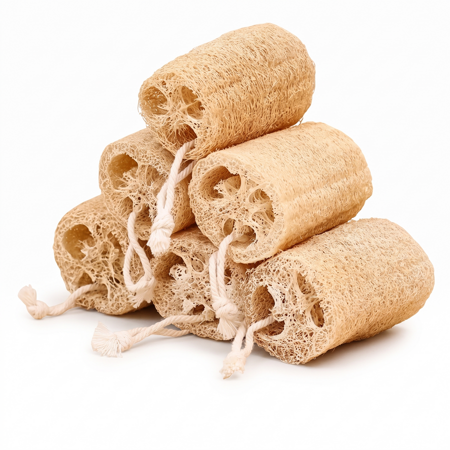Natural Egyptian Loofah Body Scrubber – white background