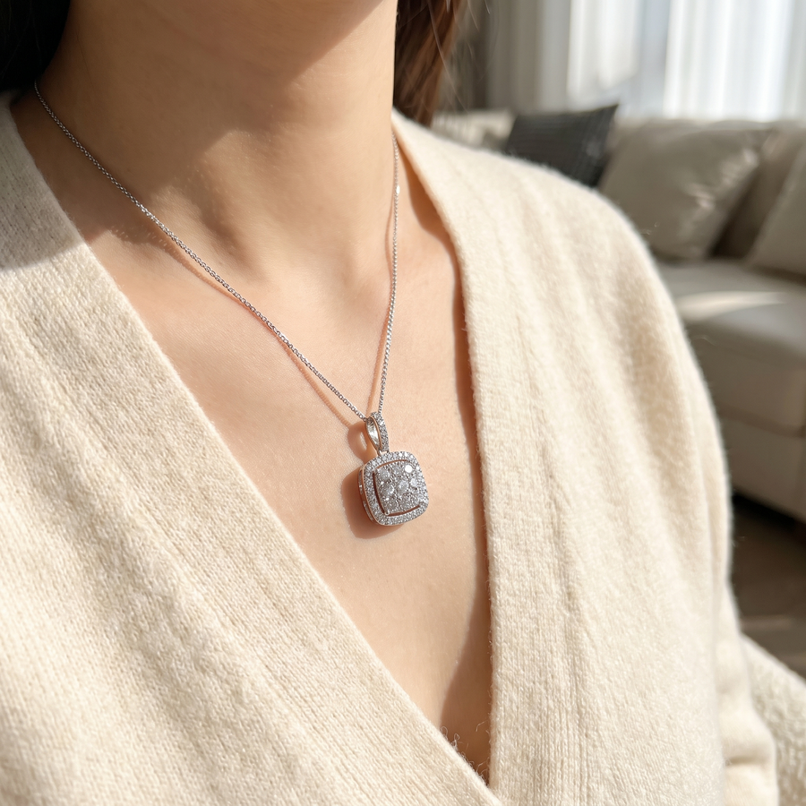 Square Cubic Zirconia Pendant Necklace – lifestyle view