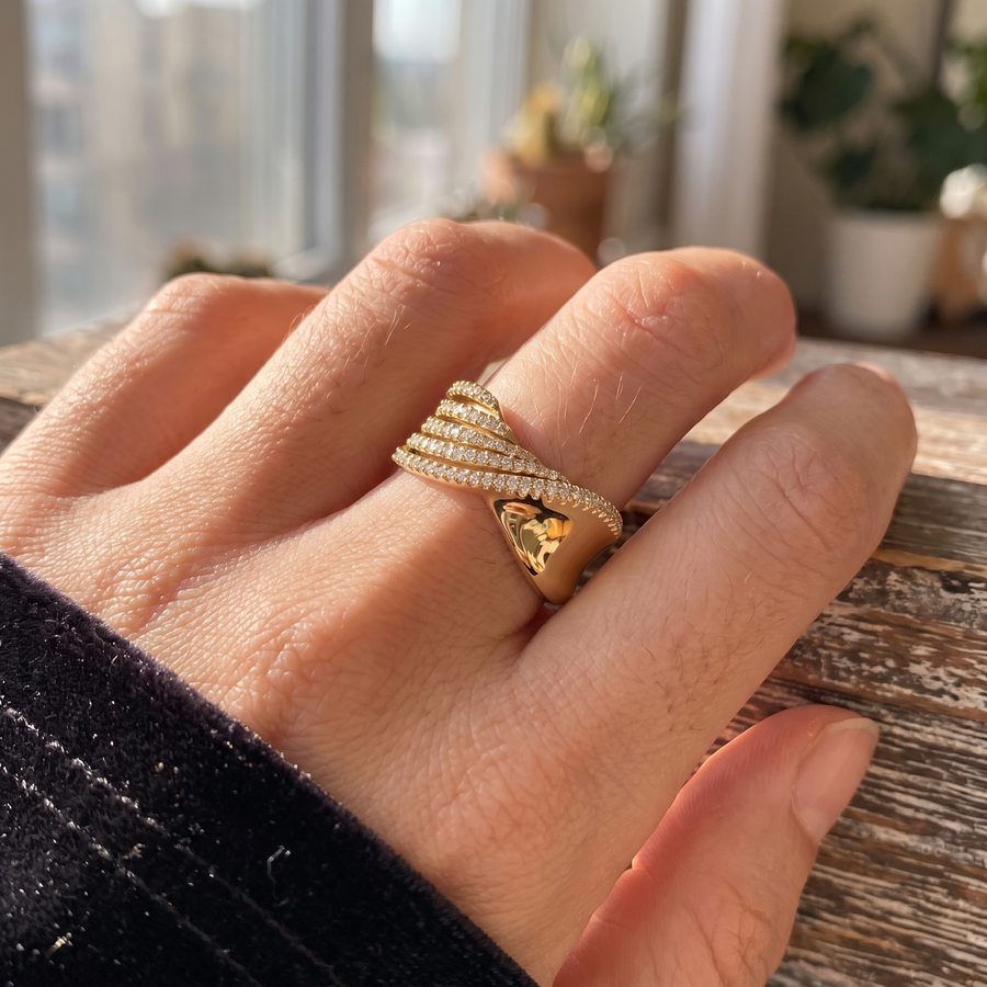 Punk Line Statement Ring – lifestyle view