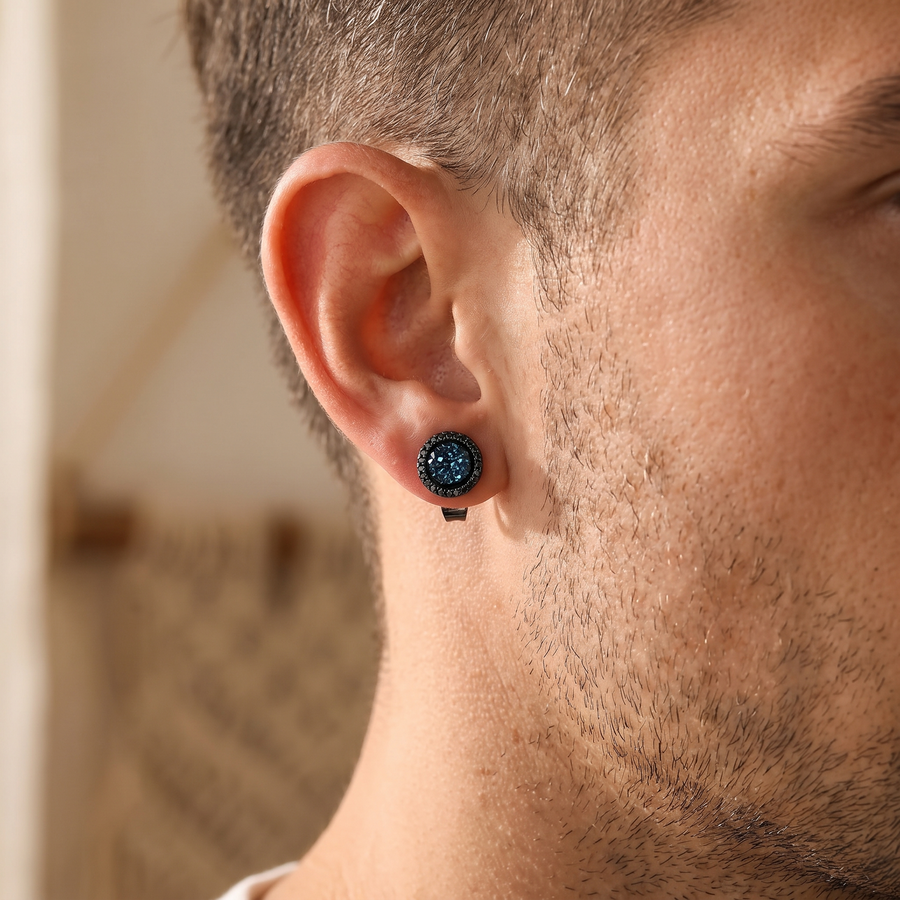 Zircon Stud Earrings for Men – lifestyle view