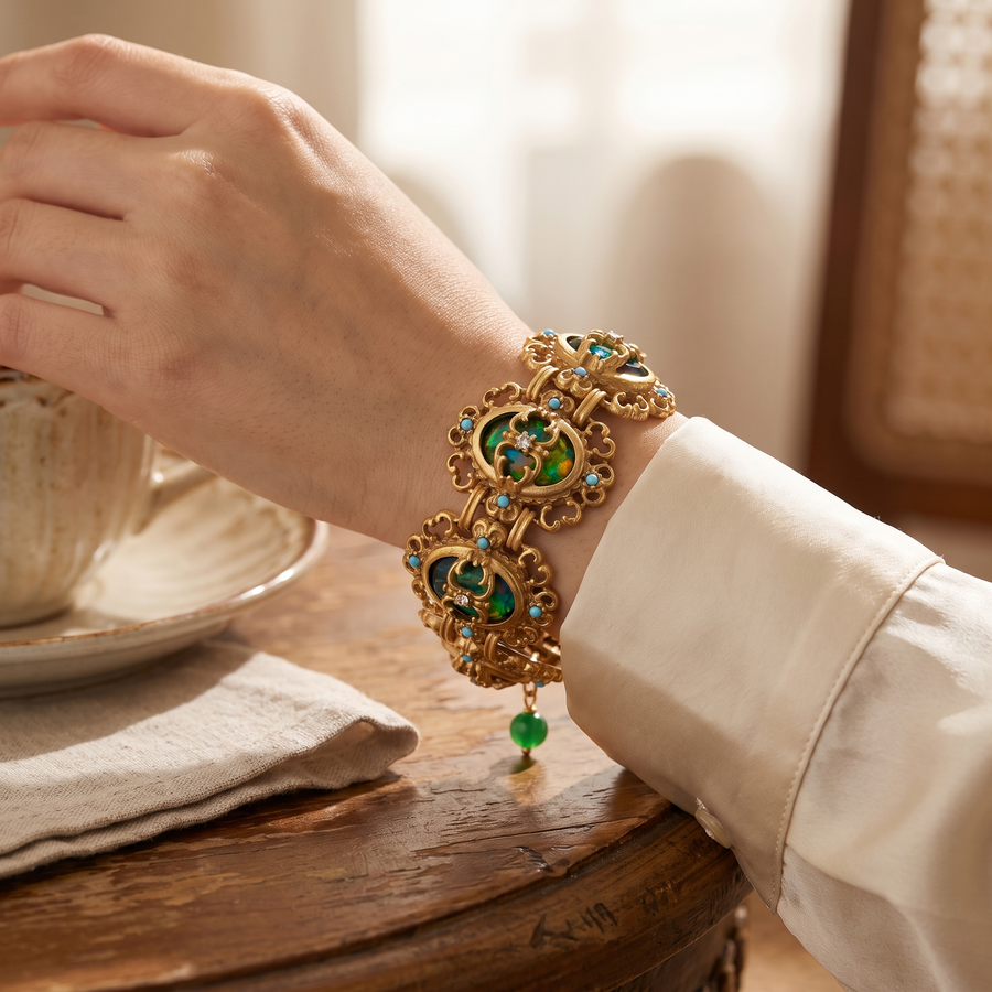Vintage Green Opal Wrap Bracelet – lifestyle view
