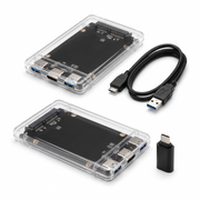 transparent SATA drive enclosure with cables