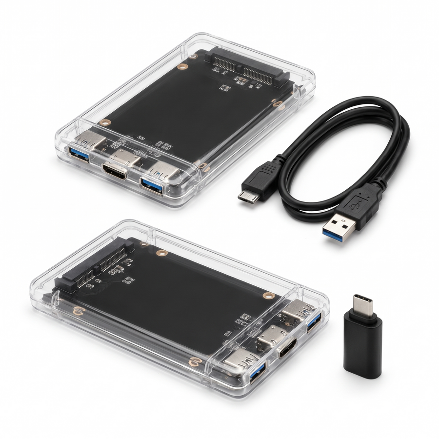 USB 3.0 SATA HDD Enclosure Case – white background