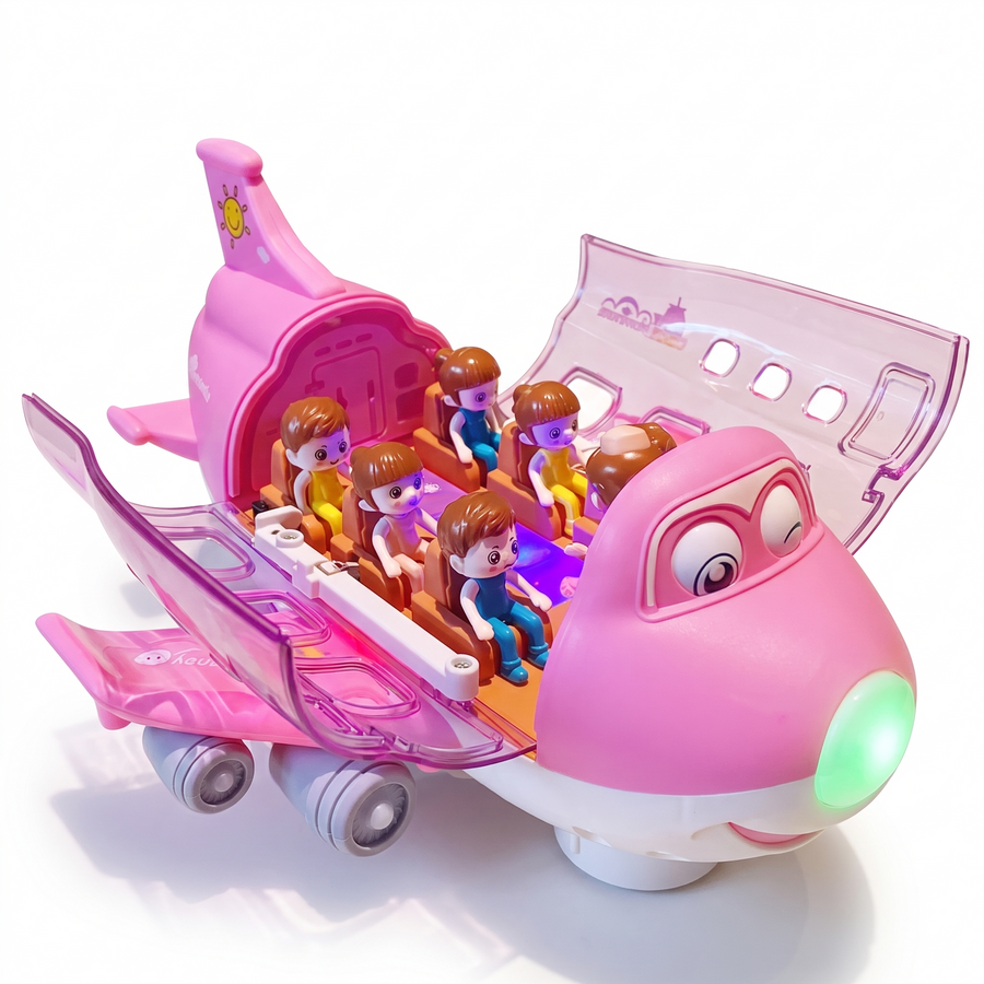 Electric Toy Airplane with Lights & Sound – white background