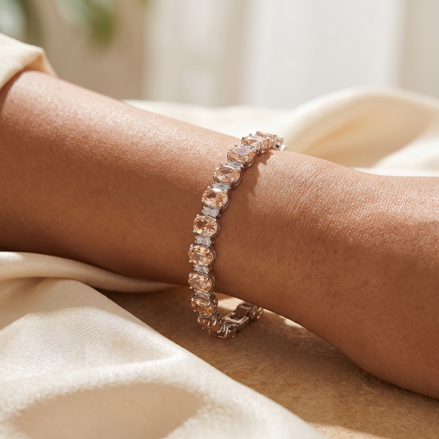 Champagne Cubic Zirconia Link Bracelet – lifestyle view