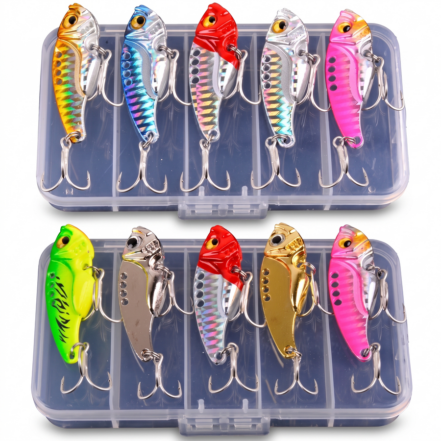 Metal VIB Fishing Lure Set – white background
