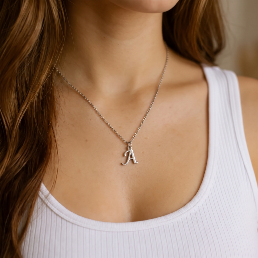 Personalized Initial Letter Necklace – lifestyle view