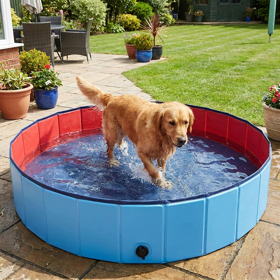 Foldable PVC Pet Paddling Pool – lifestyle view