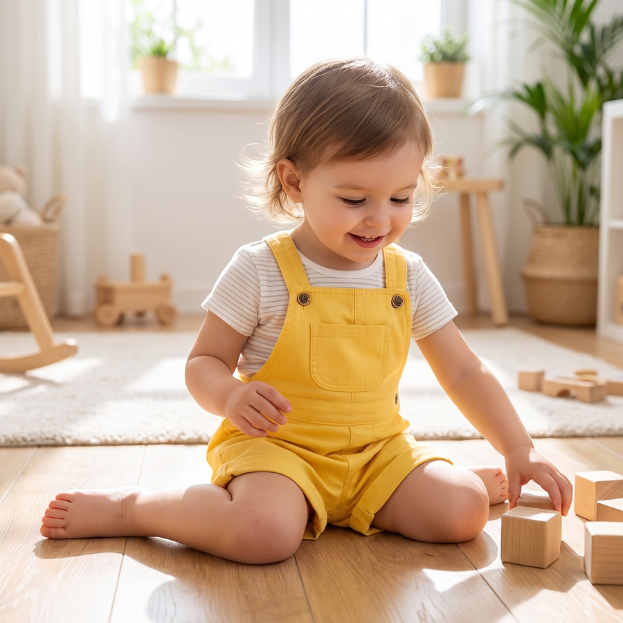 Kids Candy-Colored Suspender Shorts – lifestyle view