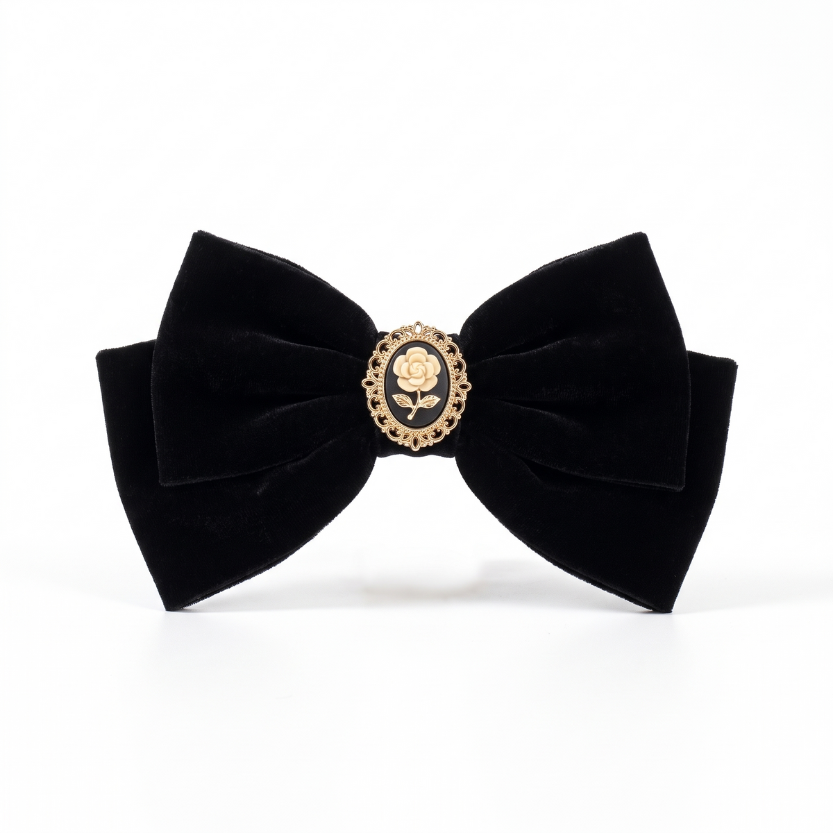 black velvet bow hair clip