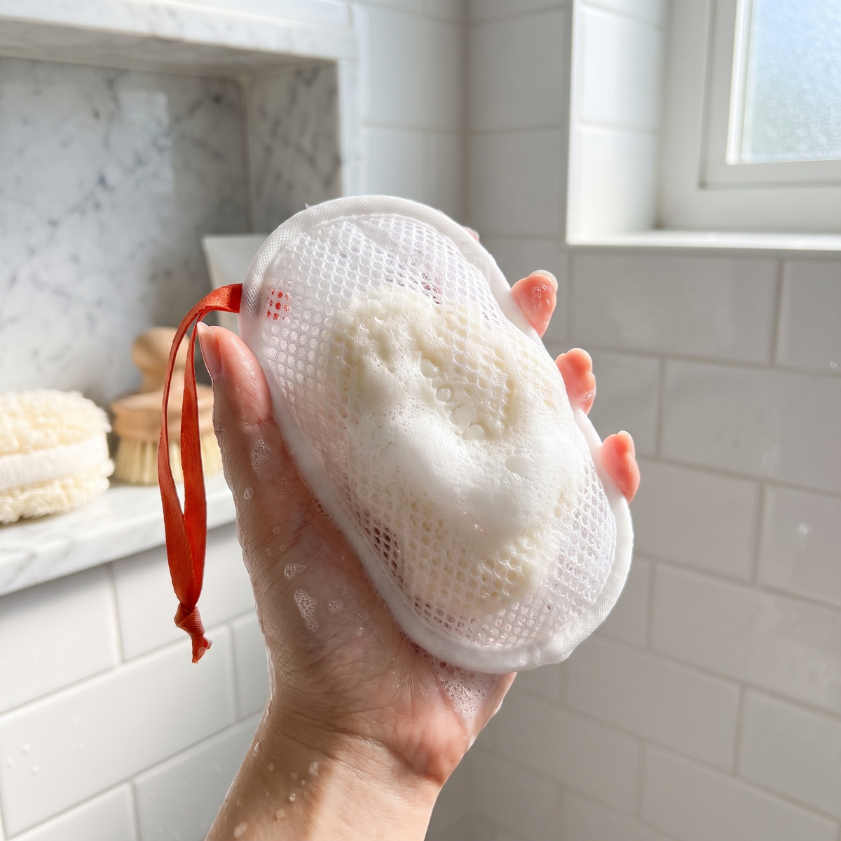 Foaming Soap Net Bag – lifestyle view