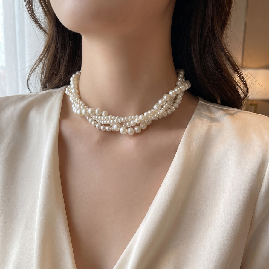 Twining Pearl Choker Necklace – lifestyle view