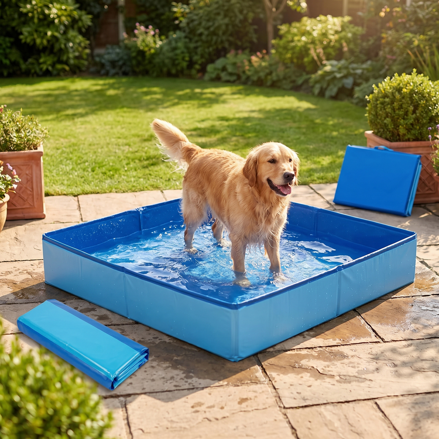 Foldable PVC Pet Paddling Pool, Square – lifestyle view