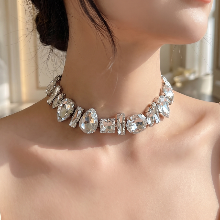 Geometric Crystal Water Drop Choker – lifestyle view