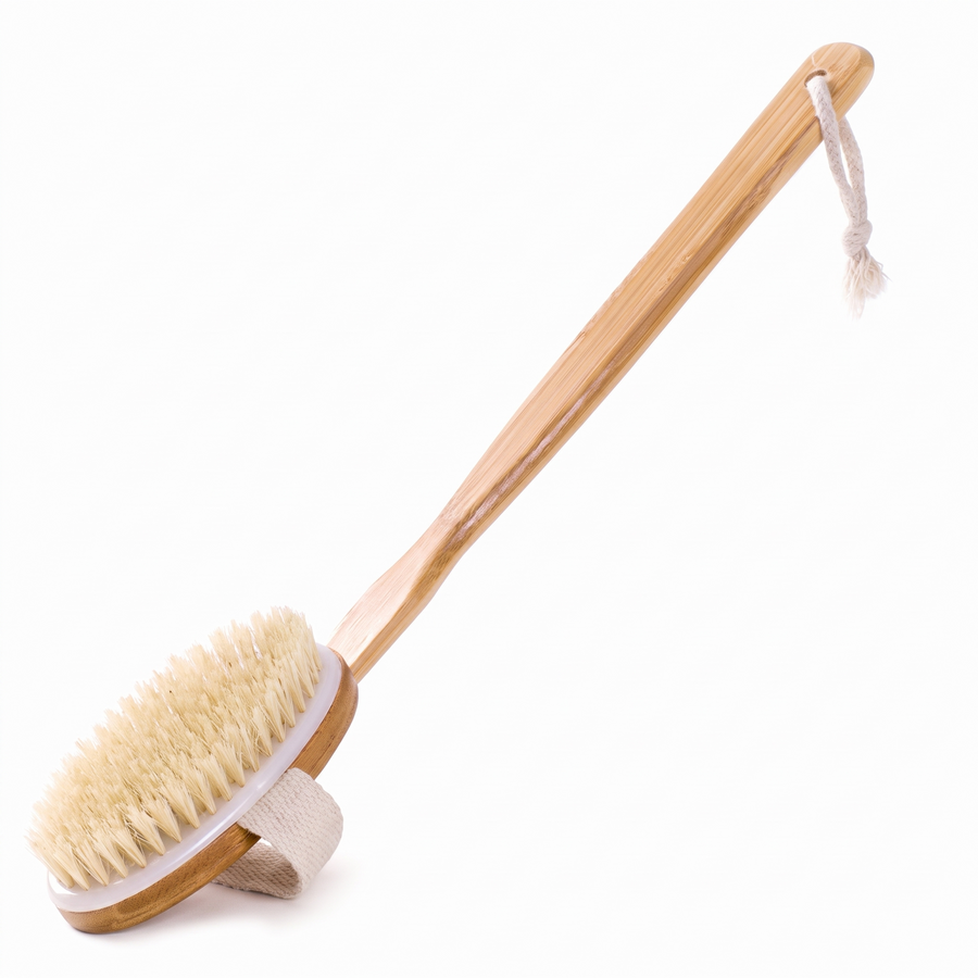 Long Handle Natural Loofah Bath Brush – white background