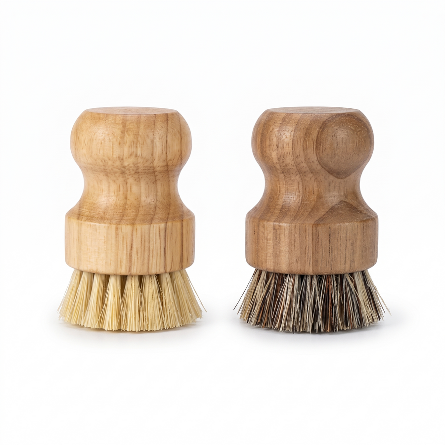 2-Piece Wooden Dish Cleaning Brush Set – white background