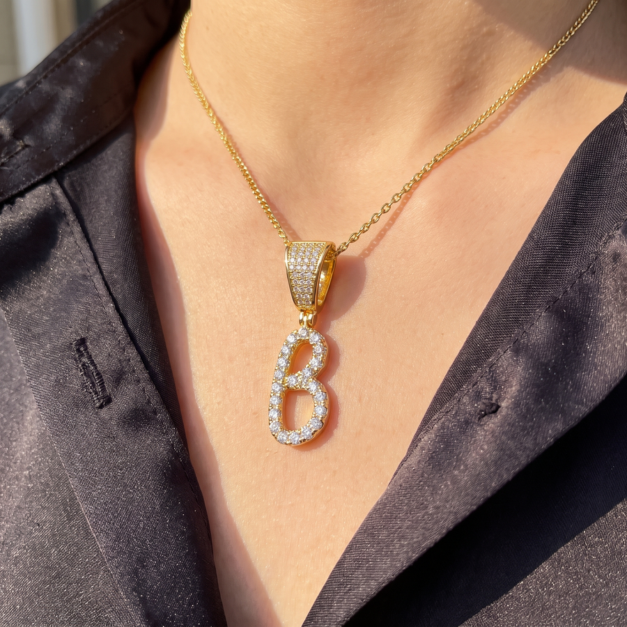 Bubble Letter Pendant Necklace – lifestyle view