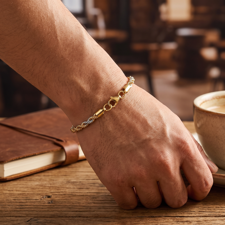 Twisted Chain Bracelet, Stainless Steel – lifestyle view