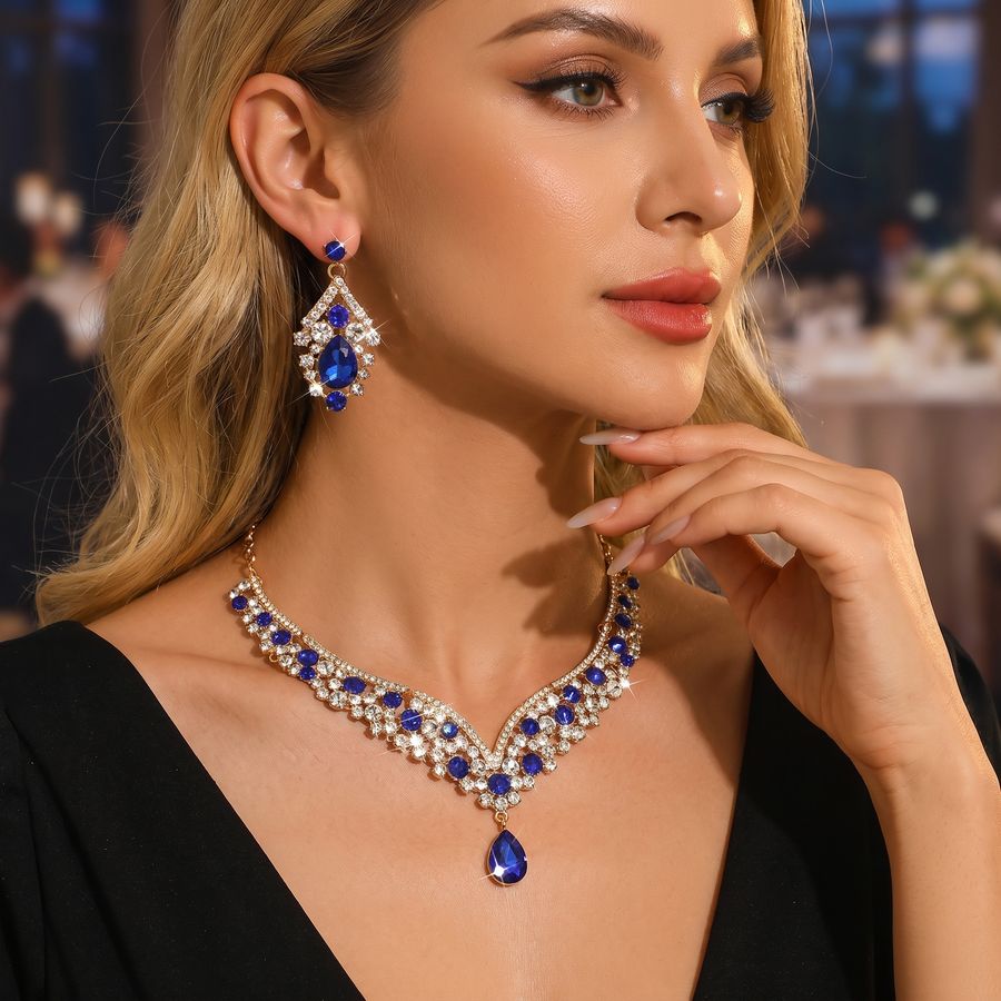 Crystal Earrings & Necklace Jewelry Set – lifestyle view