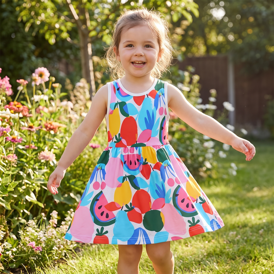 Floral Print Girls Party Dress – lifestyle view