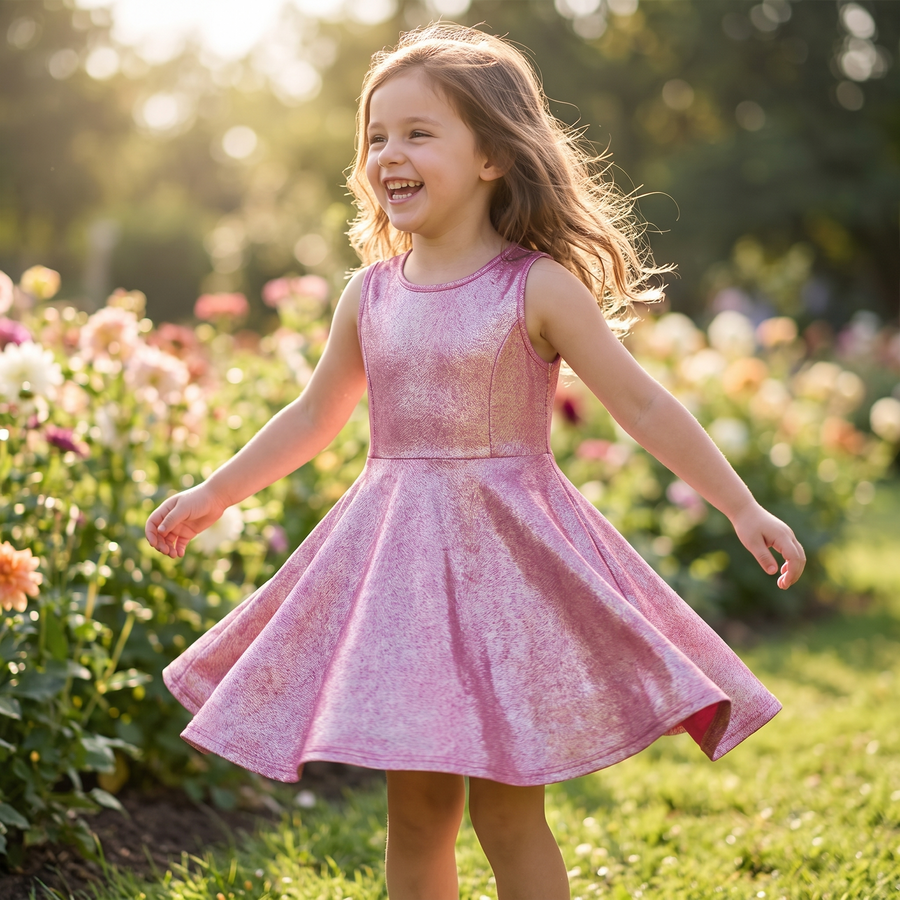 Sleeveless Print Girls Casual Dress – lifestyle view