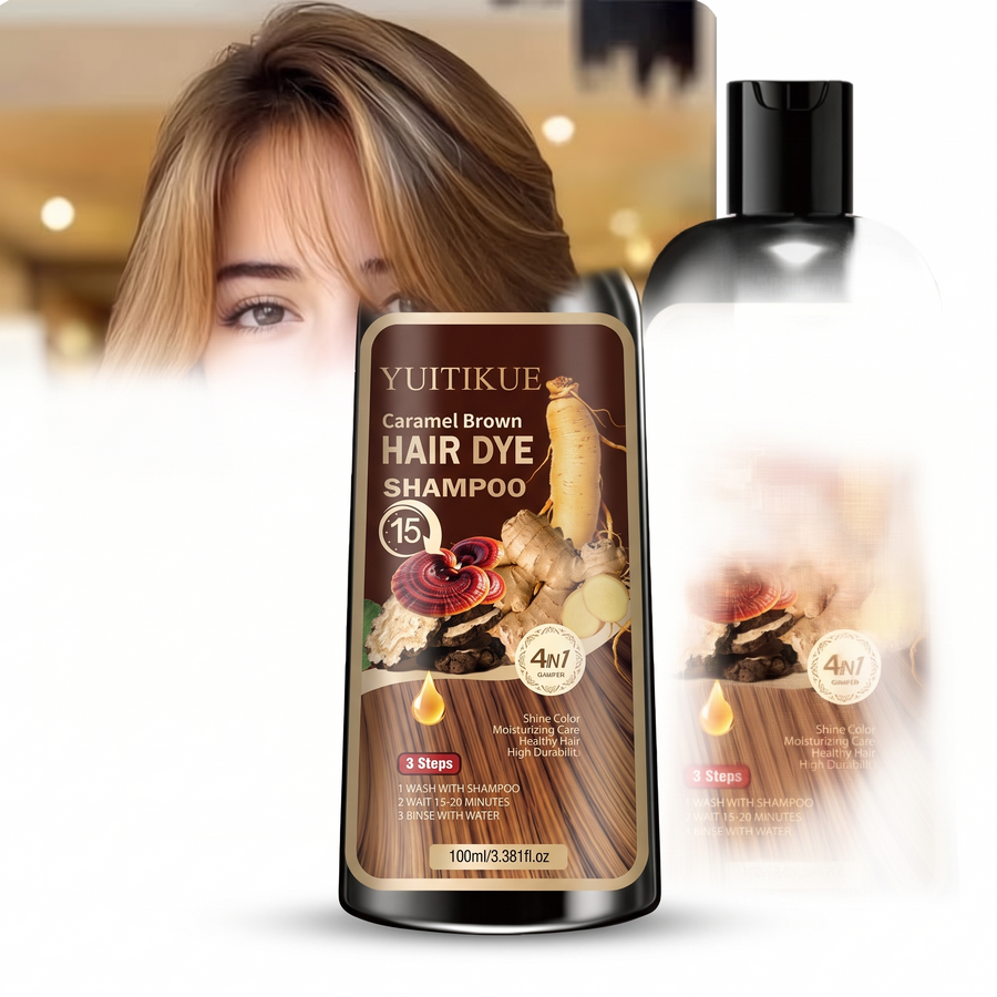 Caramel Brown Hair Color Shampoo – white background