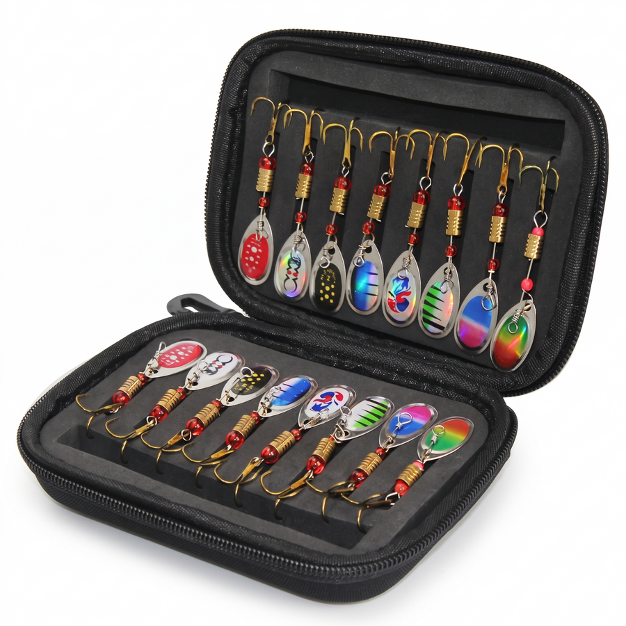 16-Piece Spinner Bait Fishing Lure Set – white background