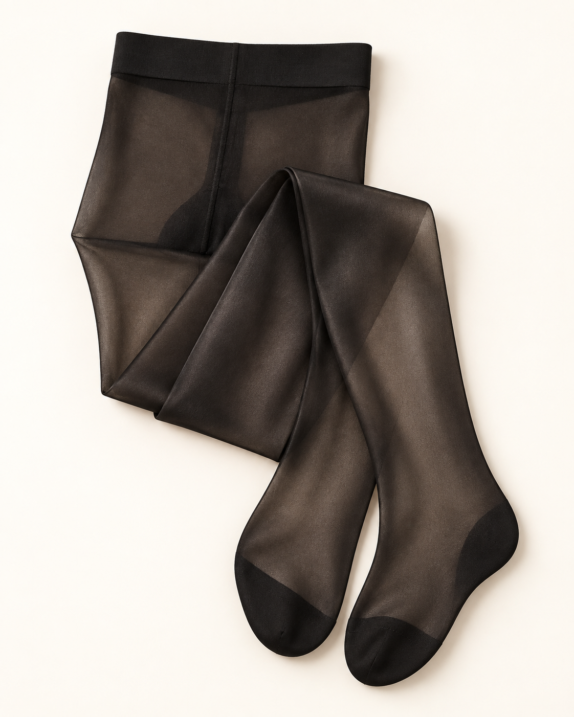 Black 20-denier regular-waist tights on warm white