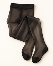 Black 20-denier regular-waist tights on warm white