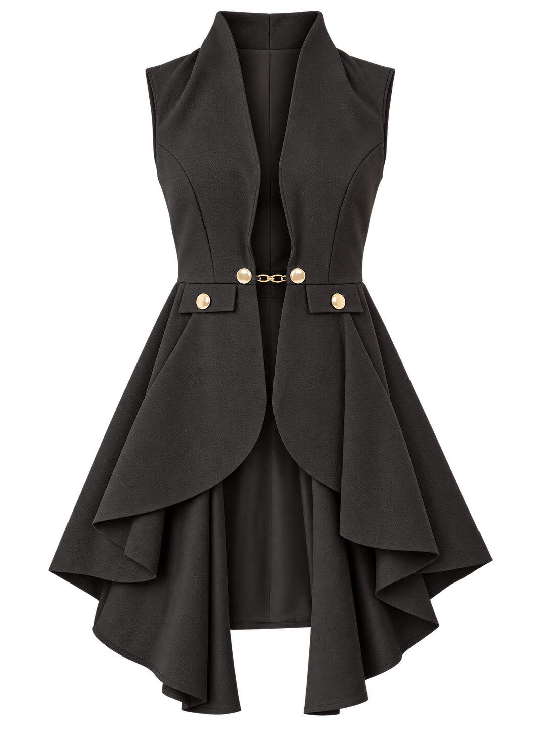 Love black longline peplum vest studio photo