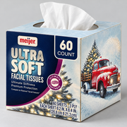 Meijer Ultra Soft Red Truck and Christmas Tree tissue box — detail