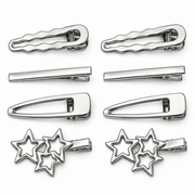 Eight-piece silver-tone metal hair clip set