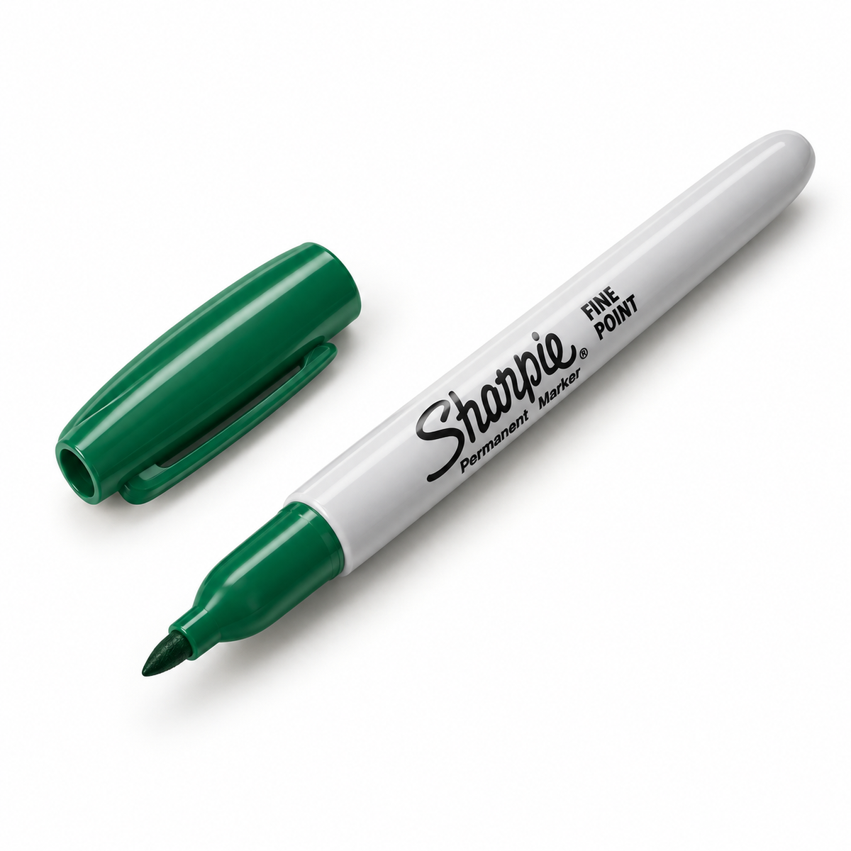 Green Sharpie Mystic Gems fine permanent marker on a white studio background