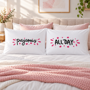 SleepSoft Pajamas All Day standard pillowcases on a bed