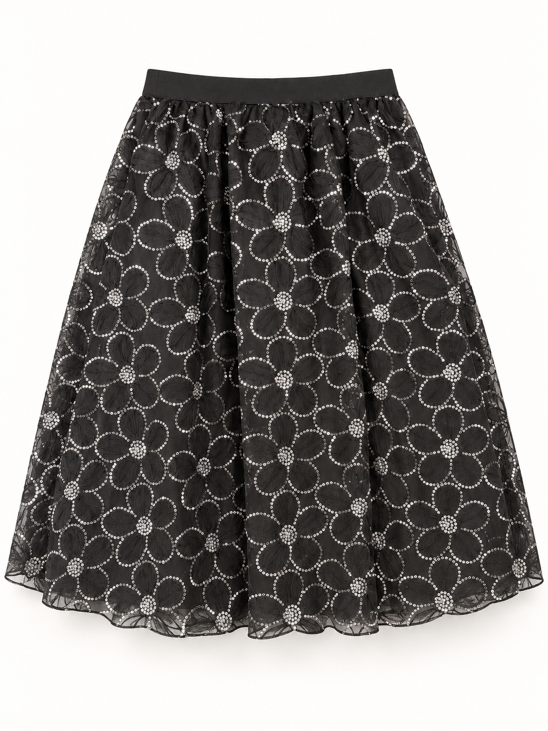 Studio West black embroidered mesh skirt studio product photo
