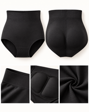 Black padded shapewear brief shown front and back