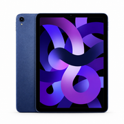 Front and rear views of one blue Vortex tablet on white, screen illuminated