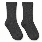 Women's charcoal diabetic comfort crew socks on a clean studio background